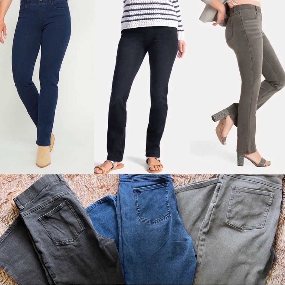 Lot of 3 Betabrand Straight-Leg Jeans in Navy, Black, Gray